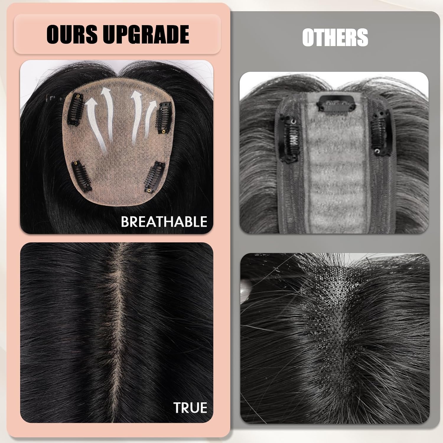 Hair Toppers for Women Real Human Hair 5"*5.5"Large Coverage Brown with Blond Highlight Hair Topper No Bangs - Wigtrends