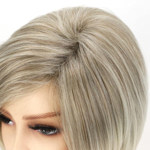Grey Wigs for White Women Medium Length Layered Silver Gray Wavy Wig Salt and Pepper Wigs for Women - Wigtrends