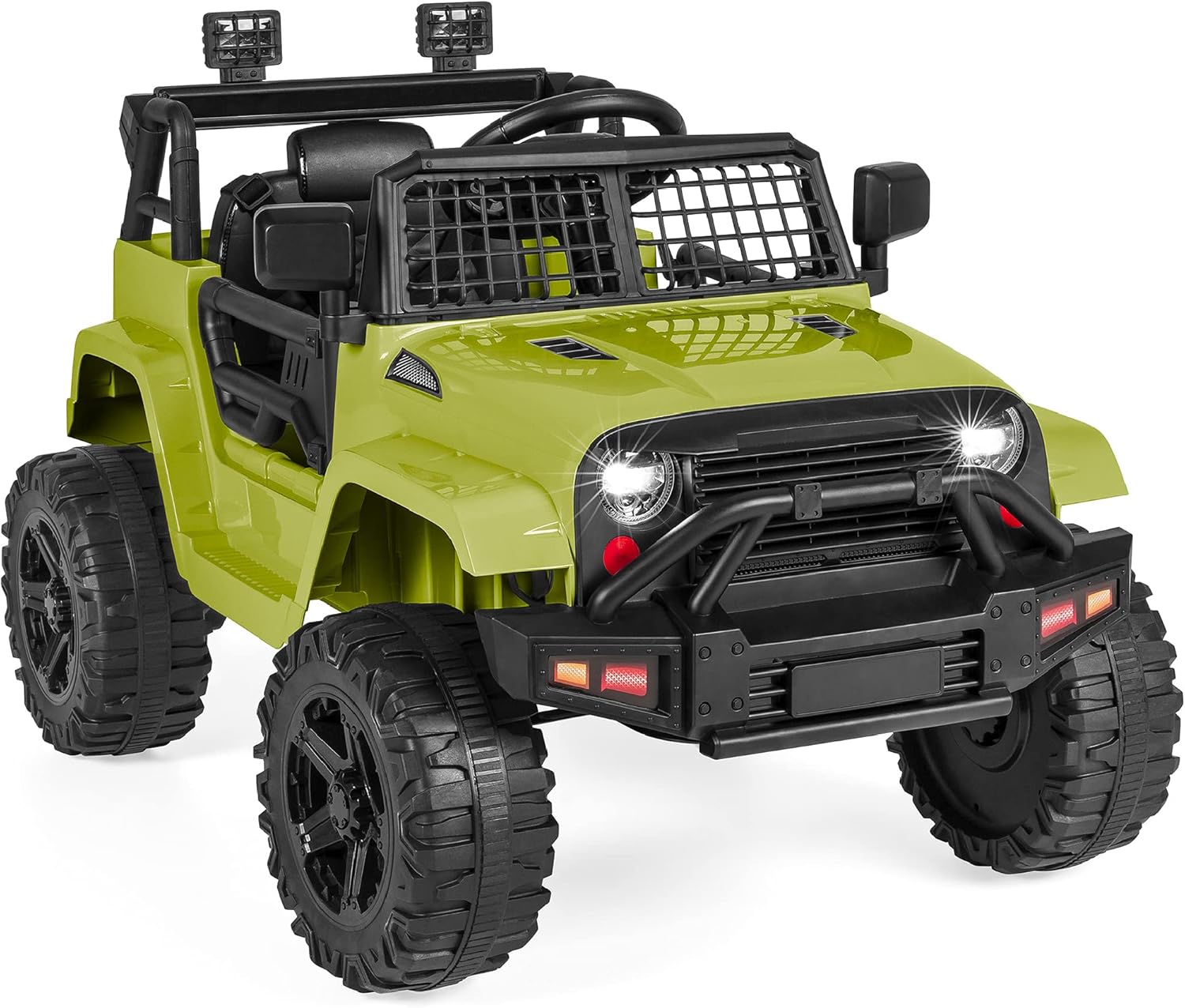 Best Choice Products 12V Kids Ride On Truck Car w/Parent Remote Control, Spring Suspension, LED Lights, AUX Port - Sand