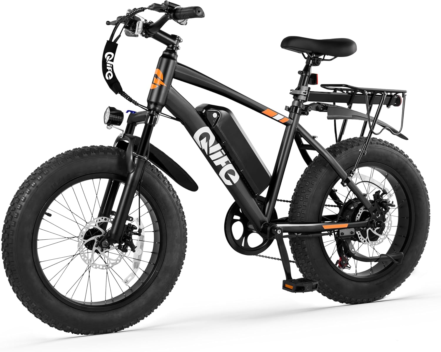 Qlife Racer Fat tire Electric Bike for Adults - 28MPH Mountain Ebike with Peak 1200W Brushless Motor, 499Wh Removable Battery, 20X4.0 Tire Step Over E-MTB with 7-Speed