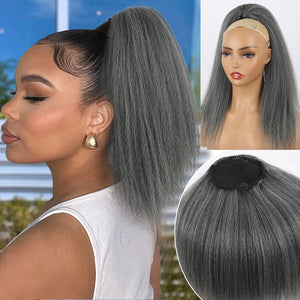 Salt and Pepper Drawstring Ponytail Gray wigs Hair Extensions - Wigtrends