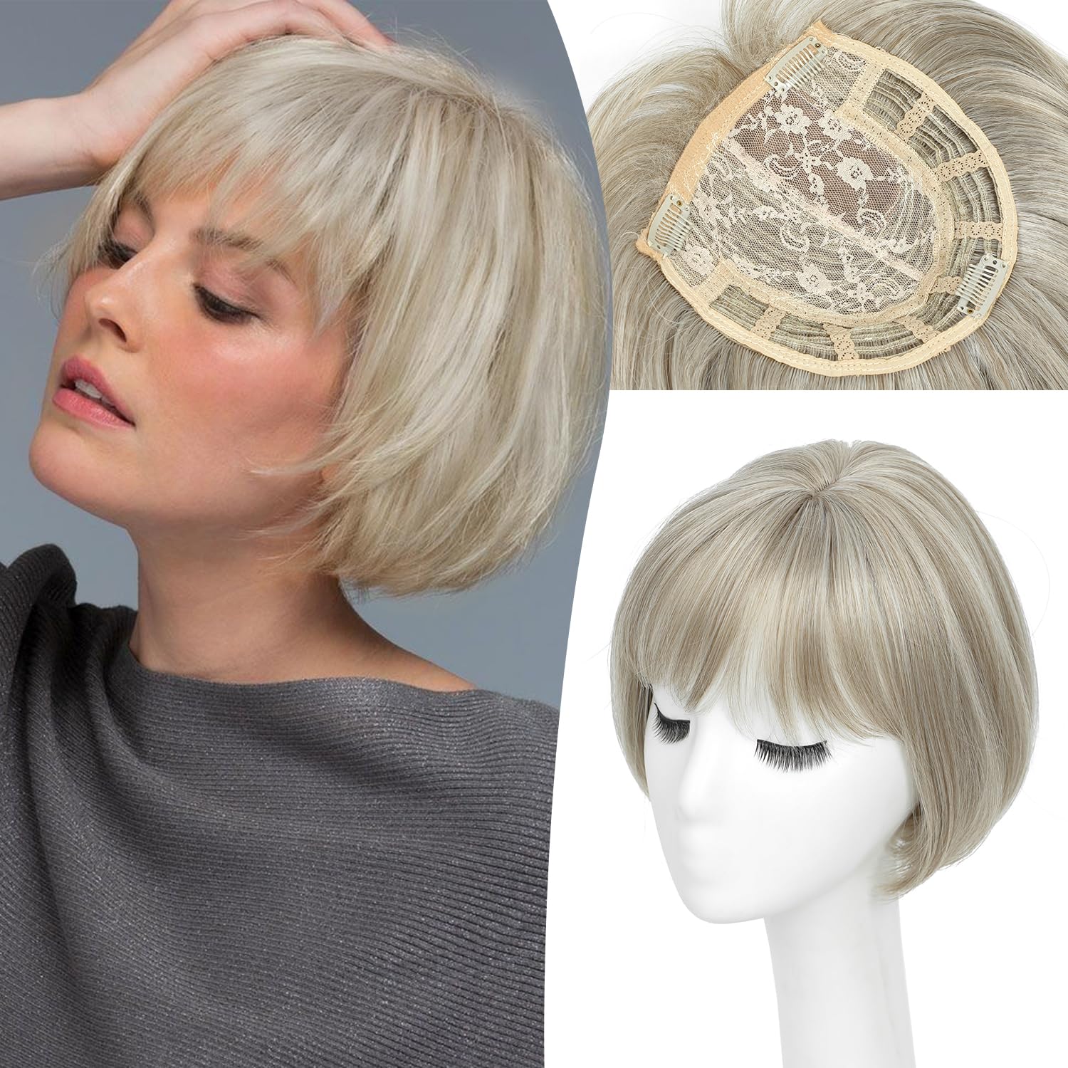 Hair toppers for Women Toppers Hair Pieces for Women Short Bob Wig Toppers for Thinning Hair