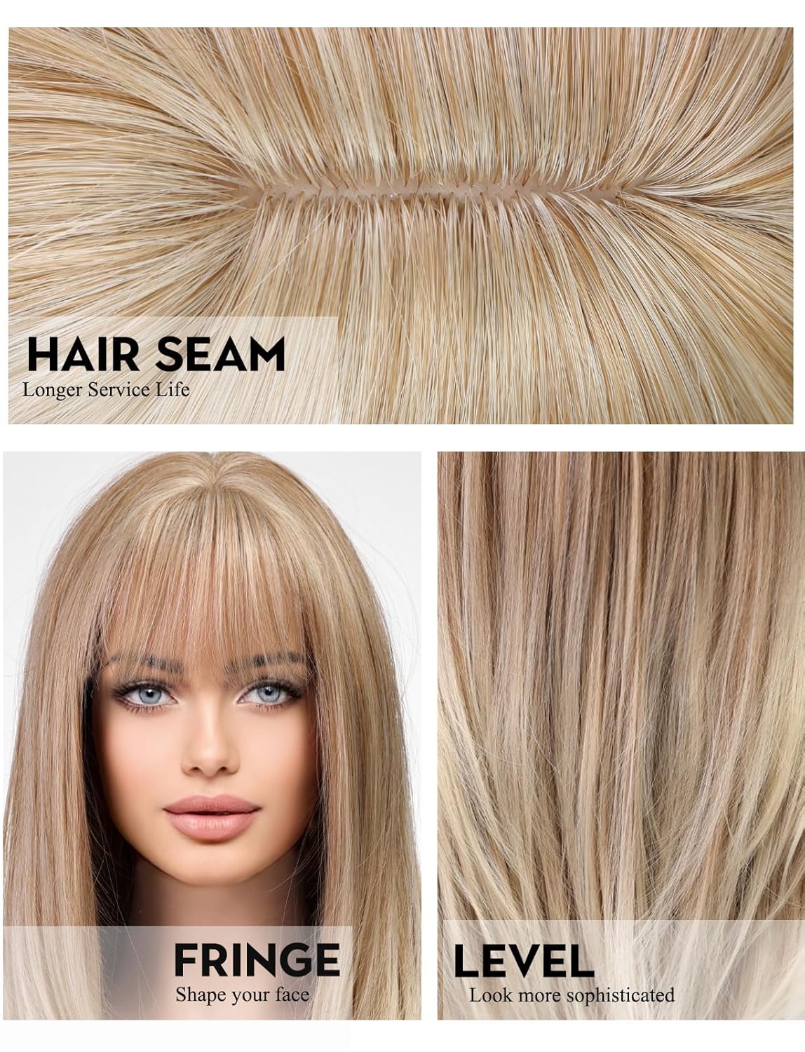 Dark Brown Wigs for Women layered Straight Wig with Bangs Natural Human Hair Wigs - Wigtrends