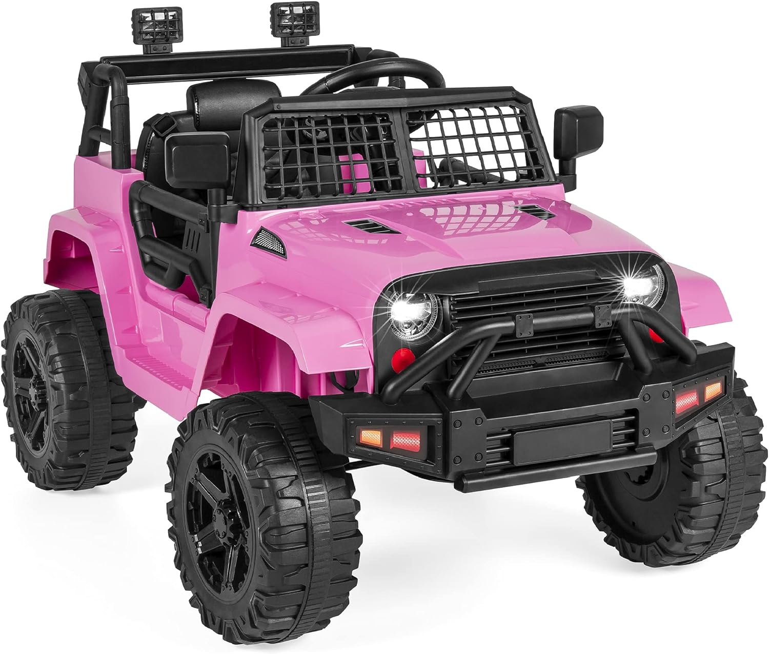 Best Choice Products 12V Kids Ride On Truck Car w/Parent Remote Control, Spring Suspension, LED Lights, AUX Port - Sand