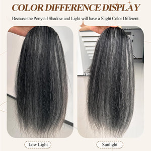 Salt and Pepper Drawstring Ponytail Gray wigs Hair Extensions - Wigtrends