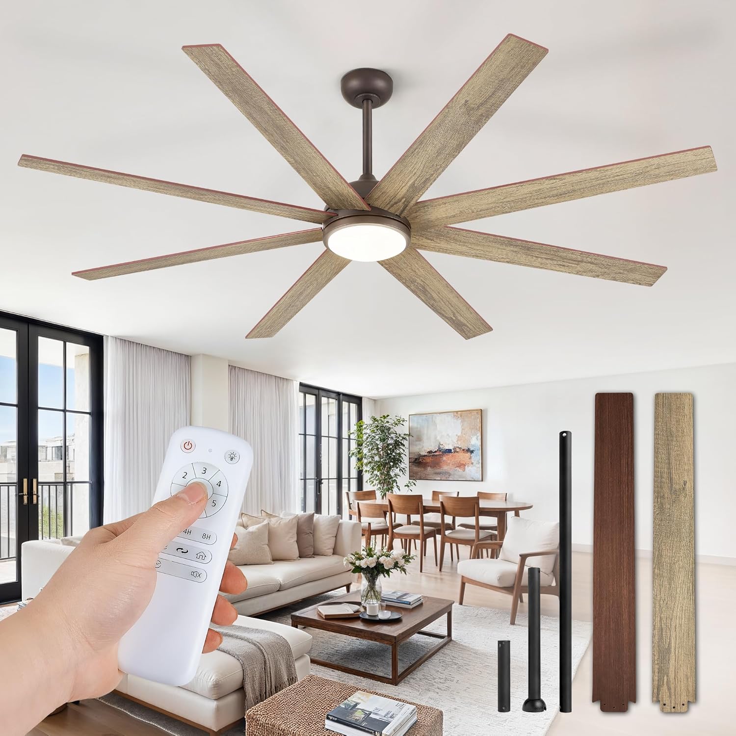 65 Inch Ceiling Fans Indoor/Outdoor 8 Blades