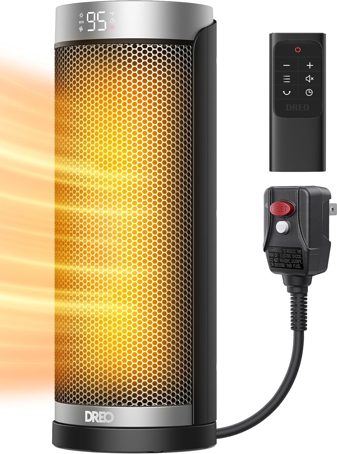 Dreo Space Heater, 1500W Electric Heaters for Indoor Use with Thermostat, 70° Oscillation, 8 Safety Protections, 5 Modes, Remote, 12H Timer, Quiet Portable Heater for Office, Bedroom, Large Room