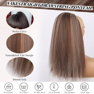 Salt and Pepper Drawstring Ponytail Gray wigs Hair Extensions - Wigtrends