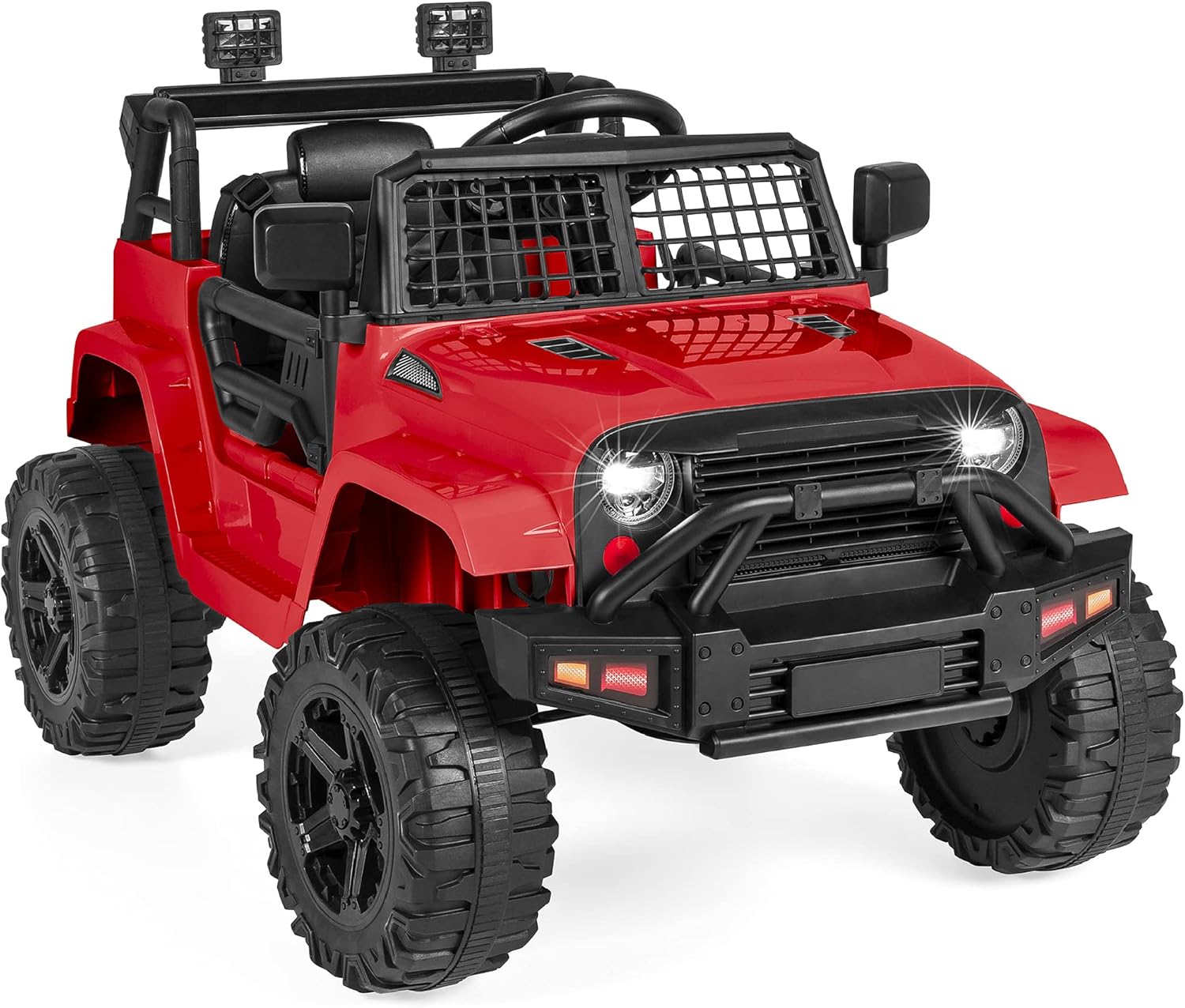 Best Choice Products 12V Kids Ride On Truck Car w/Parent Remote Control, Spring Suspension, LED Lights, AUX Port - Sand
