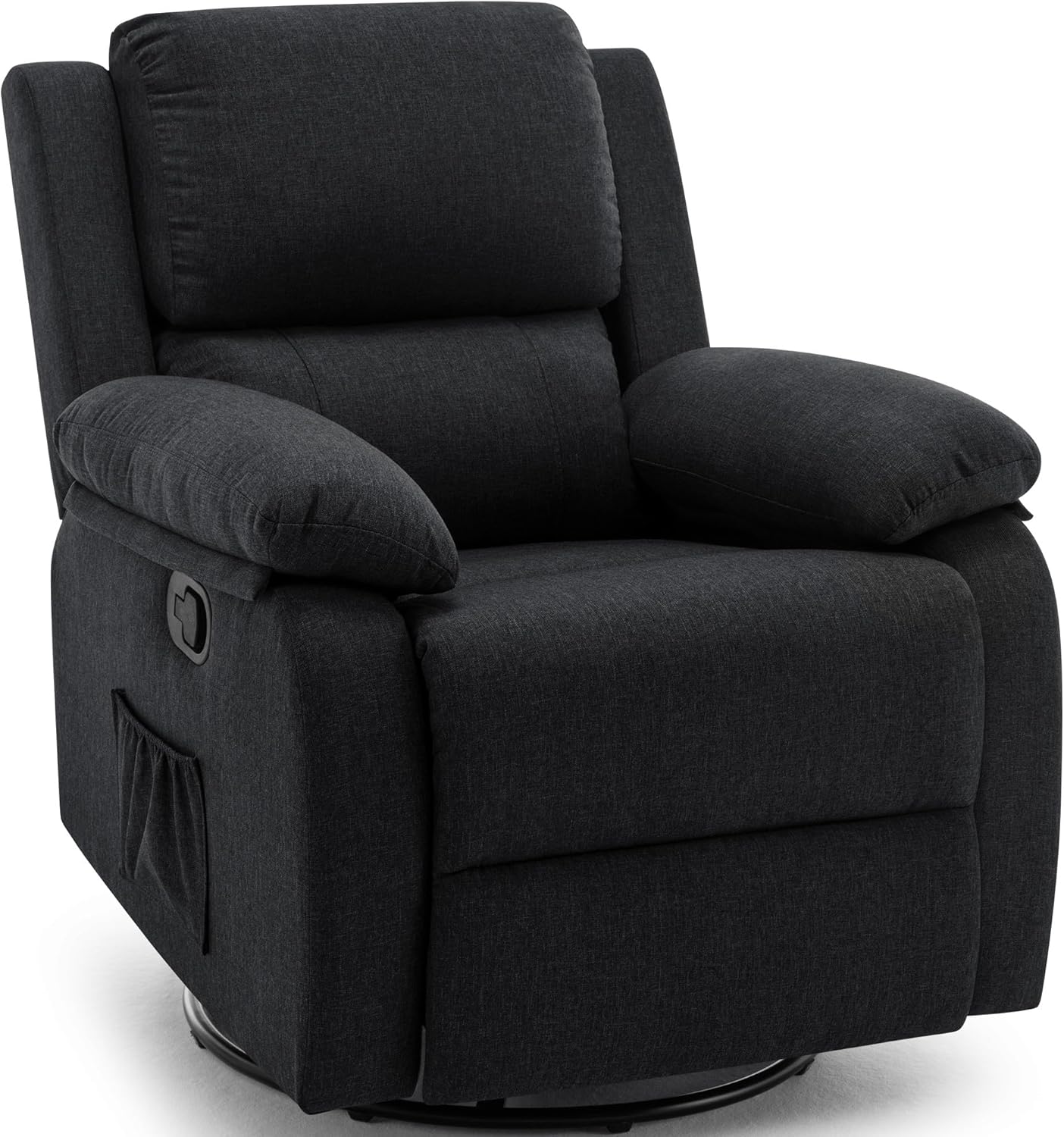 Recliner Chair, 360 Swivel Rocker Chair for Adults, Small Rocking Recliner for Small Spaces, Upholstered Fabric Glider Recliner Nursery Chair with Side Pockets for Living Room, Nursery