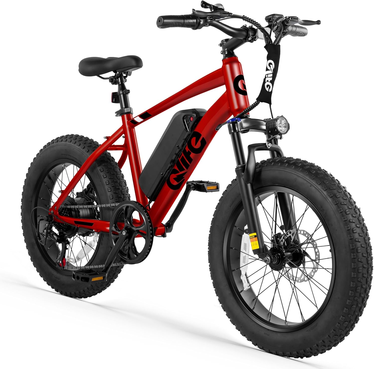 Qlife Racer Fat tire Electric Bike for Adults - 28MPH Mountain Ebike with Peak 1200W Brushless Motor, 499Wh Removable Battery, 20X4.0 Tire Step Over E-MTB with 7-Speed