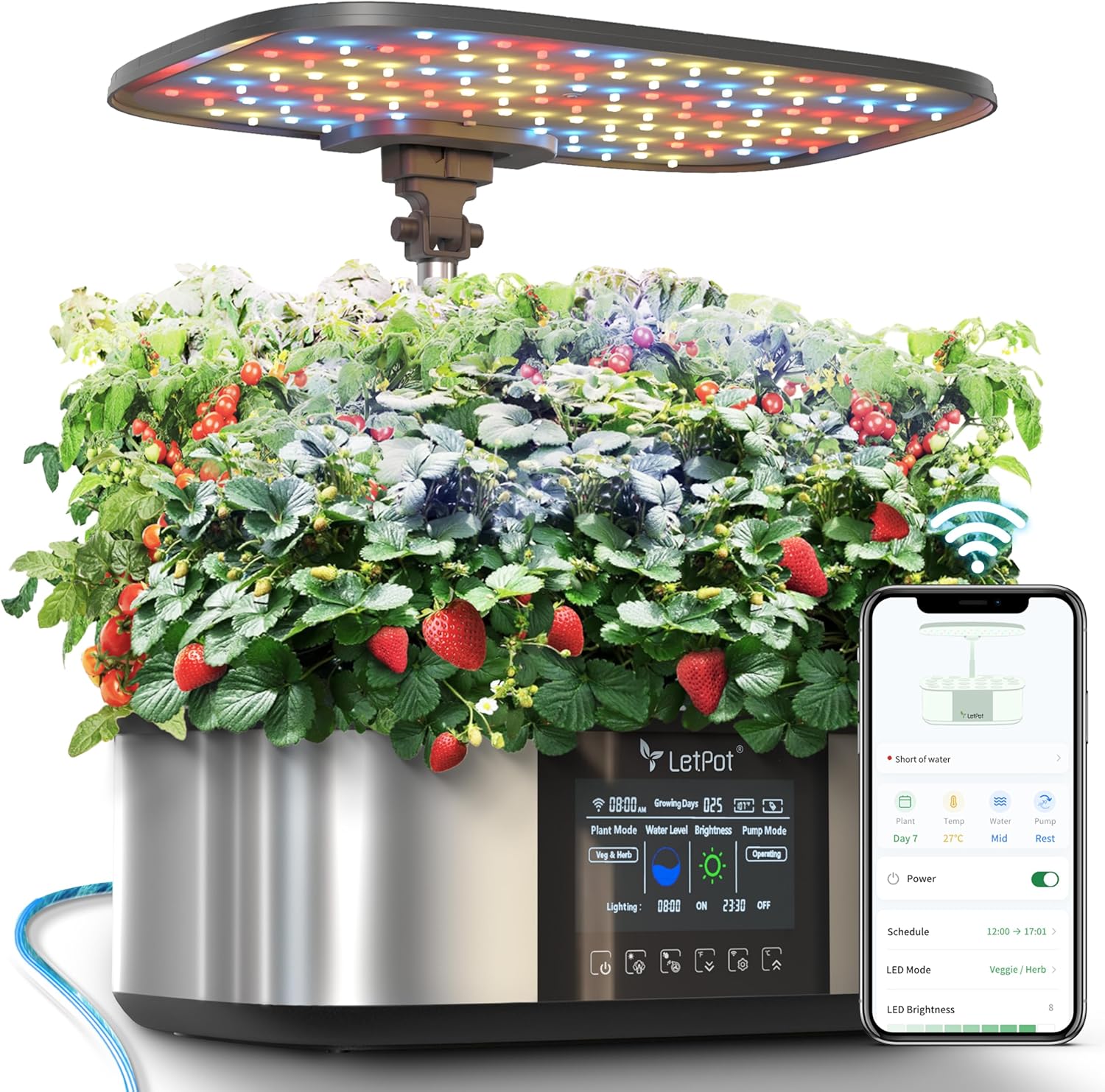 LetPot LPH-SE Hydroponics Growing System, 12 Pods Smart Herb Garden Kit Indoor, Indoor Garden, APP & WiFi Controlled, with 24W Growing LED, 5.5L Water Tank, Pump System, Automatic Timer