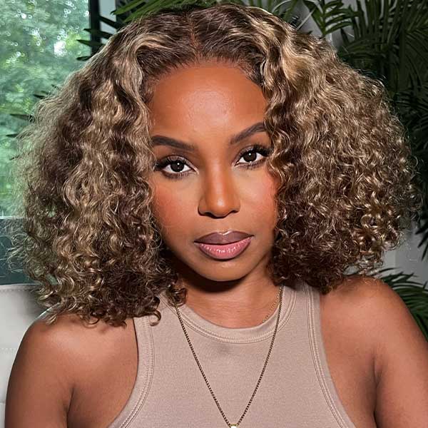 Chic Curly Bob Cut Human Hair Wig