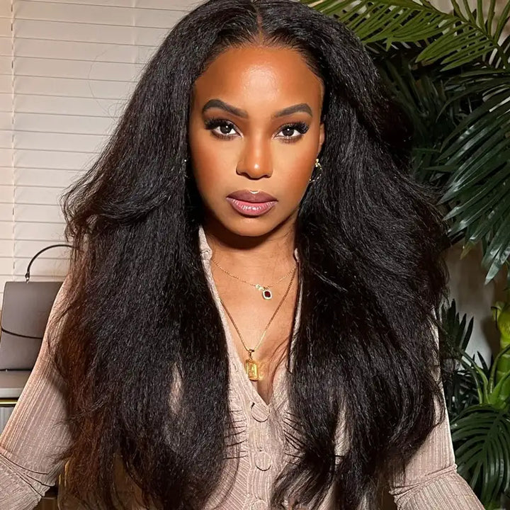 High Quality Kinky Straight Long Human Hair Wig