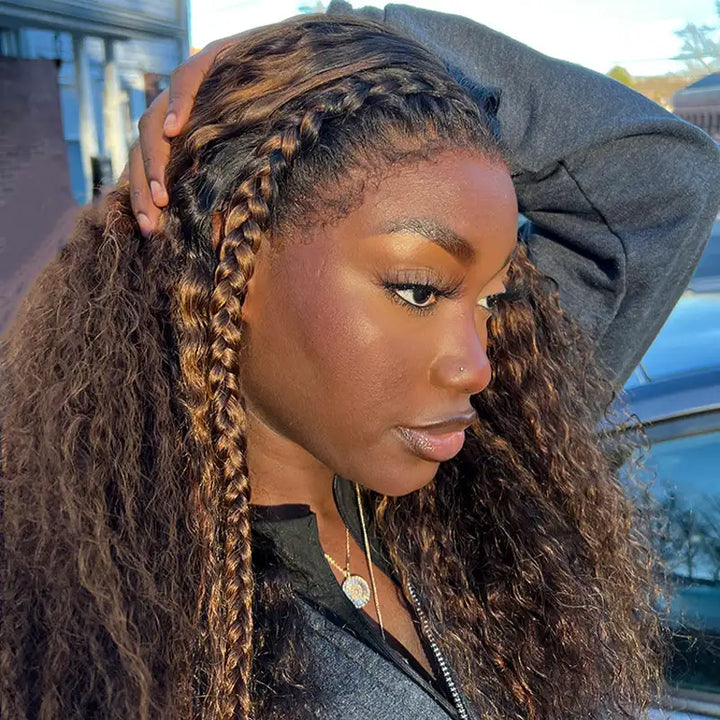 Afro Style Deep Wave Kinky Edges 13x4 Lace Front Wig