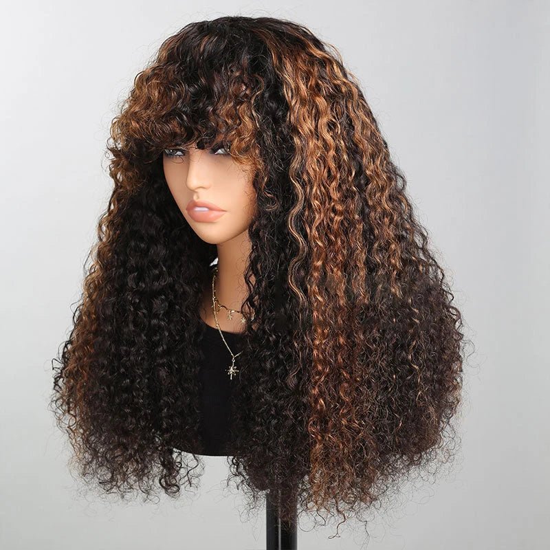 Afro Kinky Curly Wig With Bangs - Wigtrends