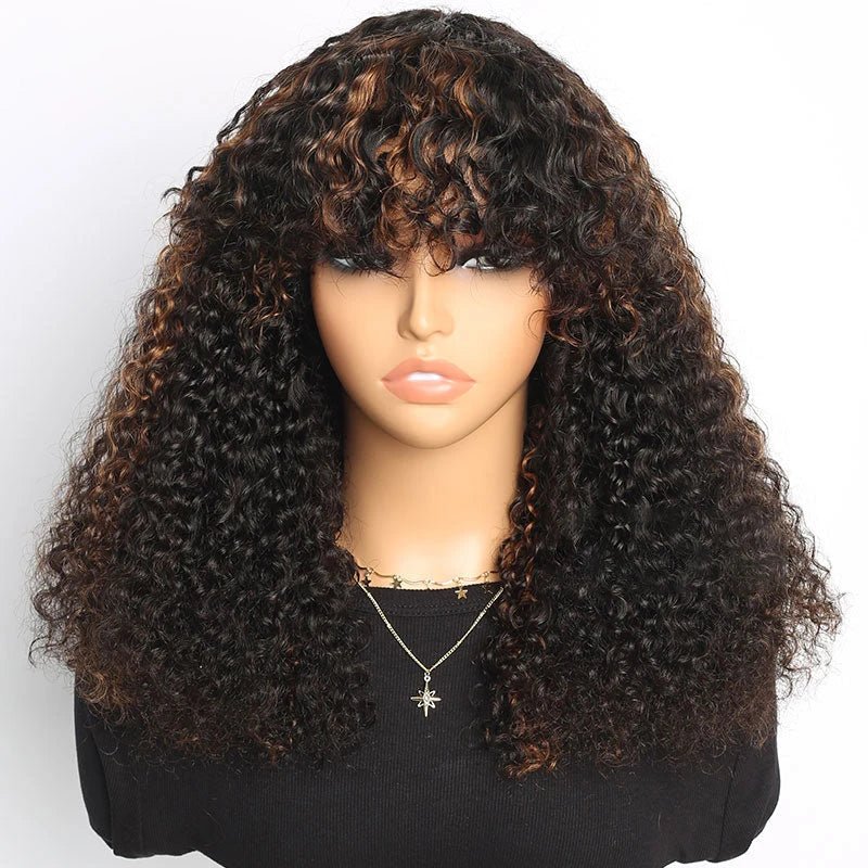 Afro Kinky Curly Wig With Bangs - Wigtrends