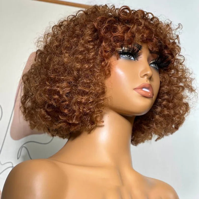 Afro Style Blonde Highlights Jerry Curly Bob Wigs - Wigtrends