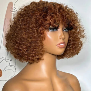 Afro Style Blonde Highlights Jerry Curly Bob Wigs - Wigtrends