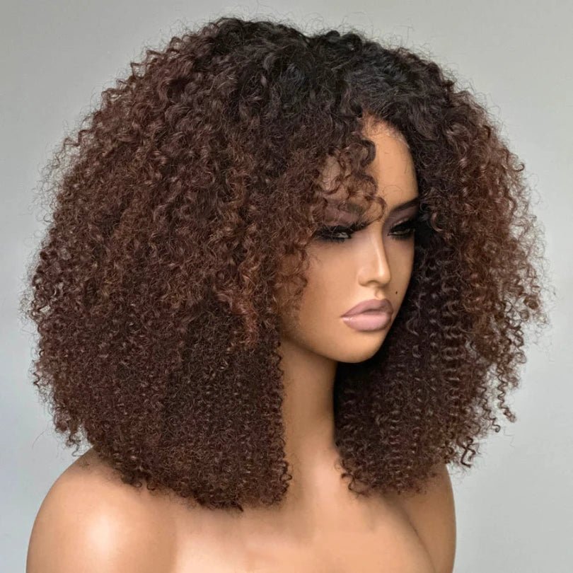 Afro Style Blonde Highlights Jerry Curly Bob Wigs - Wigtrends