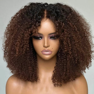 Afro Style Blonde Highlights Jerry Curly Bob Wigs - Wigtrends