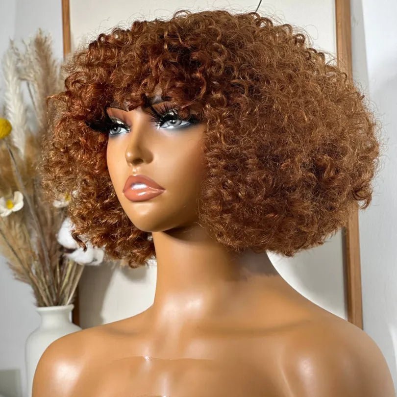 Afro Style Blonde Highlights Jerry Curly Bob Wigs - Wigtrends