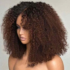 Afro Style Blonde Highlights Jerry Curly Bob Wigs - Wigtrends