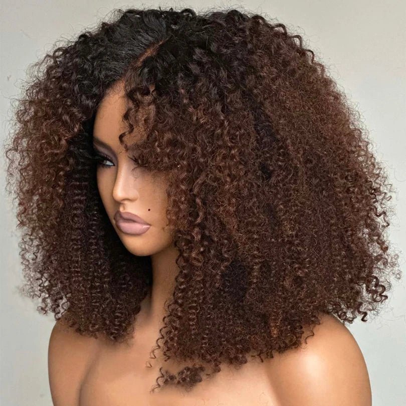 Afro Style Blonde Highlights Jerry Curly Bob Wigs - Wigtrends