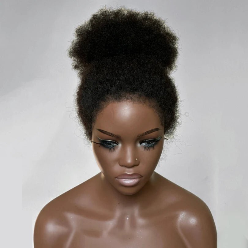 Afro Style Curly Human Hair Lace Front Wigs With Natural Hairline - Wigtrends