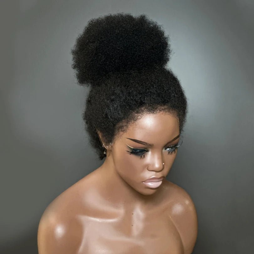 Afro Style Curly Human Hair Lace Front Wigs With Natural Hairline - Wigtrends