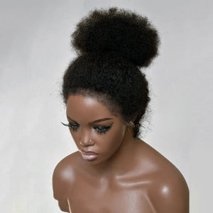Afro Style Curly Human Hair Lace Front Wigs With Natural Hairline - Wigtrends