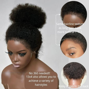 Afro Style Curly Human Hair Lace Front Wigs With Natural Hairline - Wigtrends