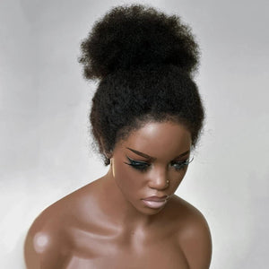 Afro Style Curly Human Hair Lace Front Wigs With Natural Hairline - Wigtrends