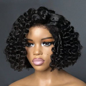 Afro Style Kinky Curly Human Hair Wigs Short Bob Wig - Wigtrends