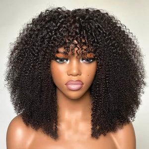 Afro Style Kinky Curly Wigs with Bangs for Black Women - Wigtrends