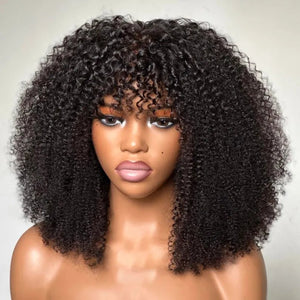 Afro Style Kinky Curly Wigs with Bangs for Black Women - Wigtrends