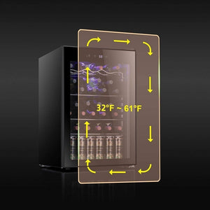 Antarctic Star 26 Bottle 130 Can Wine Cooler/Cabinet Beverage Refrigerator Mini Wine Cellar Beer Soda Clear Glass Door Bar Fridge Quiet Compressor Adjust Temp Freestanding Indoor Use 3.2cu.ft Black - Wigtrends