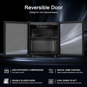 Antarctic Star 26 Bottle 130 Can Wine Cooler/Cabinet Beverage Refrigerator Mini Wine Cellar Beer Soda Clear Glass Door Bar Fridge Quiet Compressor Adjust Temp Freestanding Indoor Use 3.2cu.ft Black - Wigtrends