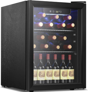 Antarctic Star 26 Bottle 130 Can Wine Cooler/Cabinet Beverage Refrigerator Mini Wine Cellar Beer Soda Clear Glass Door Bar Fridge Quiet Compressor Adjust Temp Freestanding Indoor Use 3.2cu.ft Black - Wigtrends