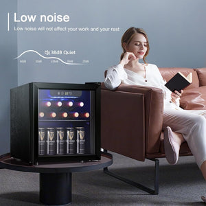 Antarctic Star 26 Bottle 130 Can Wine Cooler/Cabinet Beverage Refrigerator Mini Wine Cellar Beer Soda Clear Glass Door Bar Fridge Quiet Compressor Adjust Temp Freestanding Indoor Use 3.2cu.ft Black - Wigtrends