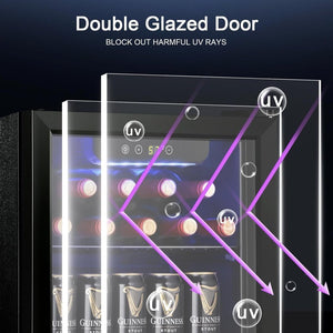 Antarctic Star 26 Bottle 130 Can Wine Cooler/Cabinet Beverage Refrigerator Mini Wine Cellar Beer Soda Clear Glass Door Bar Fridge Quiet Compressor Adjust Temp Freestanding Indoor Use 3.2cu.ft Black - Wigtrends