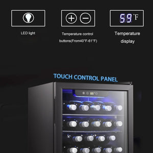 Antarctic Star 26 Bottle 130 Can Wine Cooler/Cabinet Beverage Refrigerator Mini Wine Cellar Beer Soda Clear Glass Door Bar Fridge Quiet Compressor Adjust Temp Freestanding Indoor Use 3.2cu.ft Black - Wigtrends