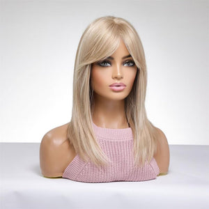 Auburn Red Wigs with Bangs, Copper Red Wigs for Women, Shoulder Length Synthetic Hair Red Full Wig, Middle Length Straight Hair Wig, 20 inch - Wigtrends