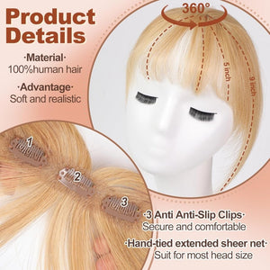 Bangs Hair Clip 100% Real Human Hair Bangs Clip in Hair Extensions Fake Hairpieces - Wigtrends