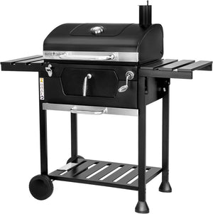 Barbecue a carbone Friend con doppia griglia e regolazione del cestello, barbecue a carbone con coperchio, termometro, ripiani pieghevoli, barbecue a carbone professionale in acciaio - Wigtrends