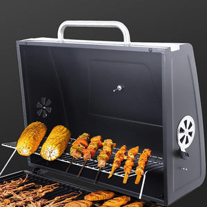 BARBECUE A CARBONELLA CARBONE BBQ GRILL DA GIARDINO CON RIPIANO REGOLABILE, 115x66x106 CM - Wigtrends