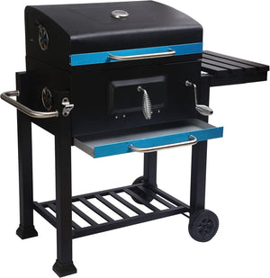 BARBECUE A CARBONELLA CARBONE BBQ GRILL DA GIARDINO CON RIPIANO REGOLABILE, 115x66x106 CM - Wigtrends