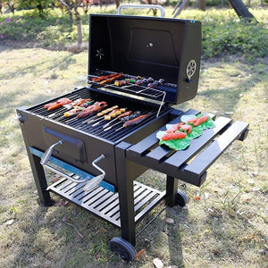 BARBECUE A CARBONELLA CARBONE BBQ GRILL DA GIARDINO CON RIPIANO REGOLABILE, 115x66x106 CM - Wigtrends