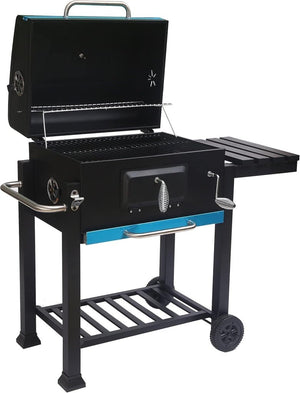BARBECUE A CARBONELLA CARBONE BBQ GRILL DA GIARDINO CON RIPIANO REGOLABILE, 115x66x106 CM - Wigtrends
