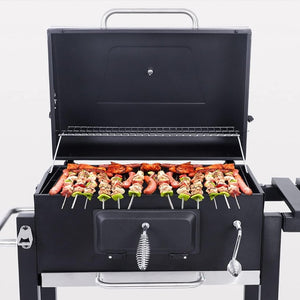 BARBECUE A CARBONELLA CARBONE BBQ GRILL DA GIARDINO CON RIPIANO REGOLABILE, 115x66x106 CM - Wigtrends